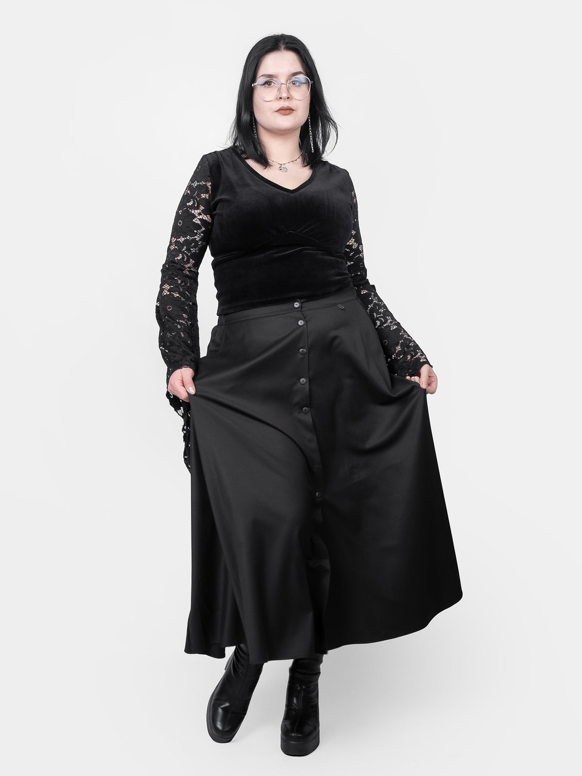 Beatrice Button Maxi Skirt