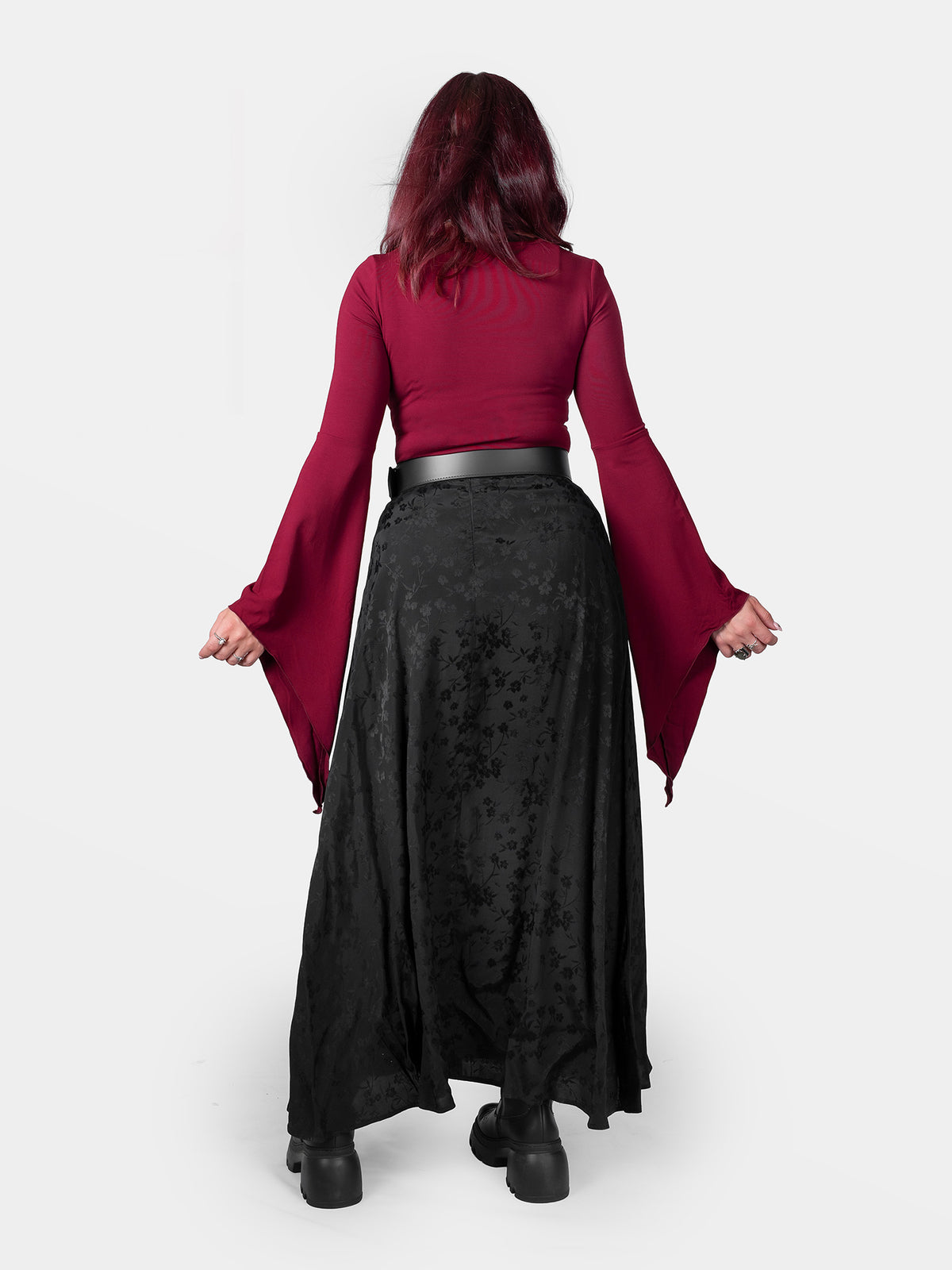 Burgundy Wisteria Bell Sleeve Top