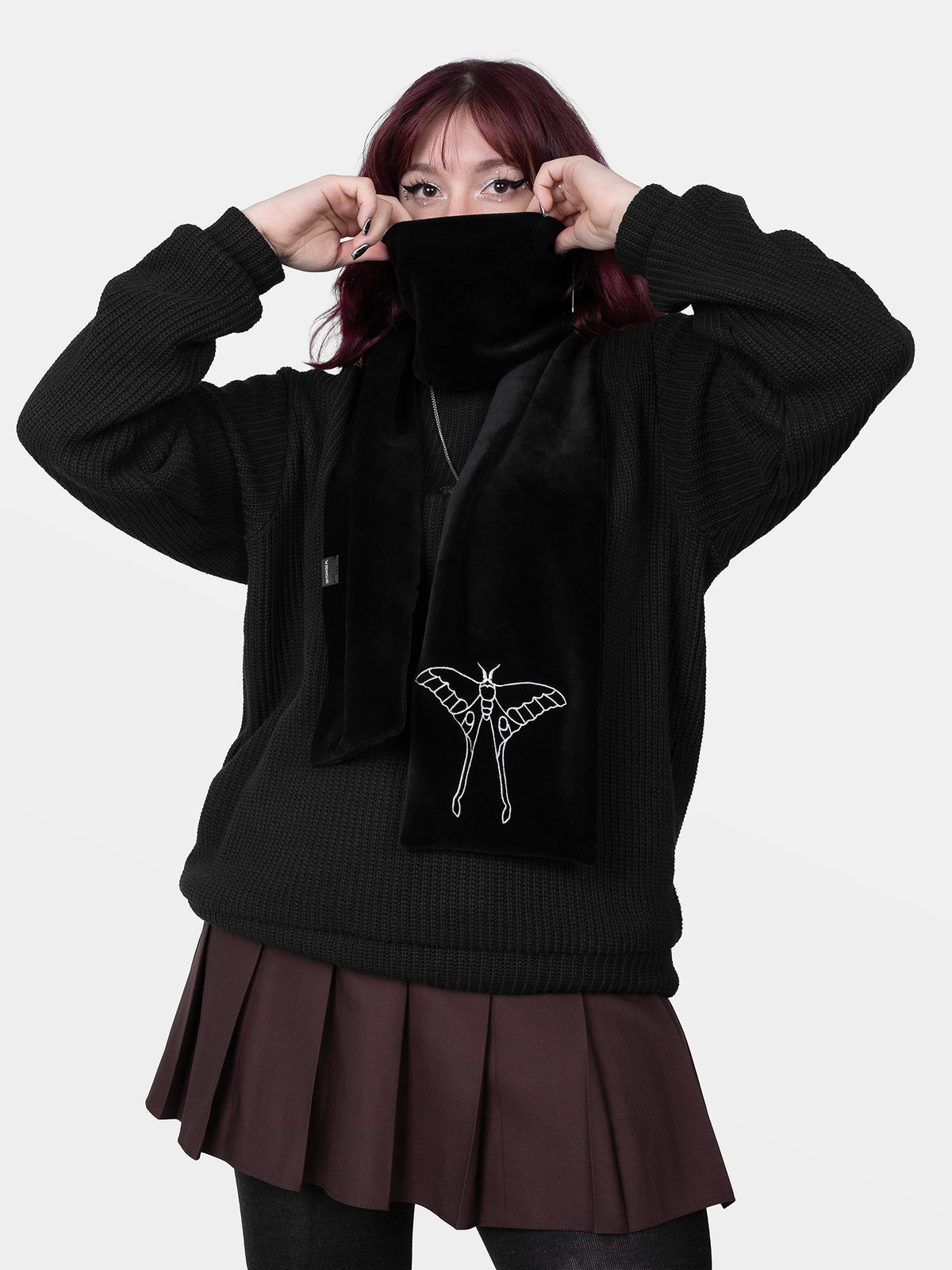 Avelune Embroidered Velvet Scarf 