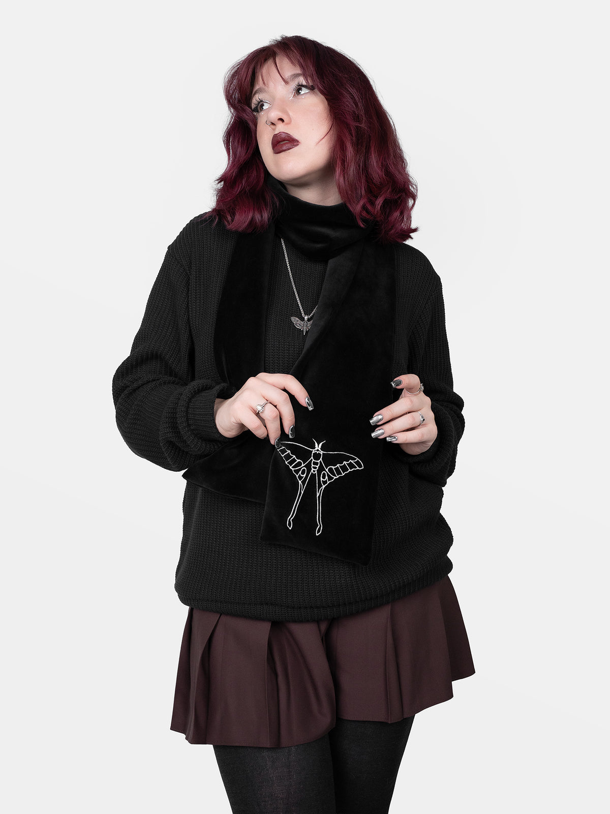 Avelune Embroidered Velvet Scarf 