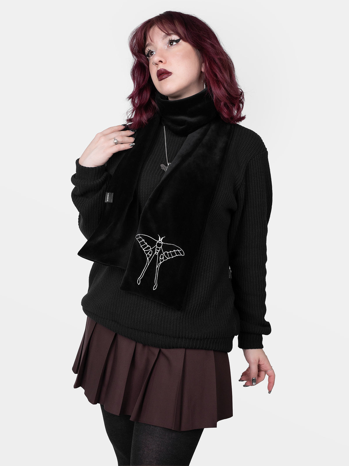 Avelune Embroidered Velvet Scarf 
