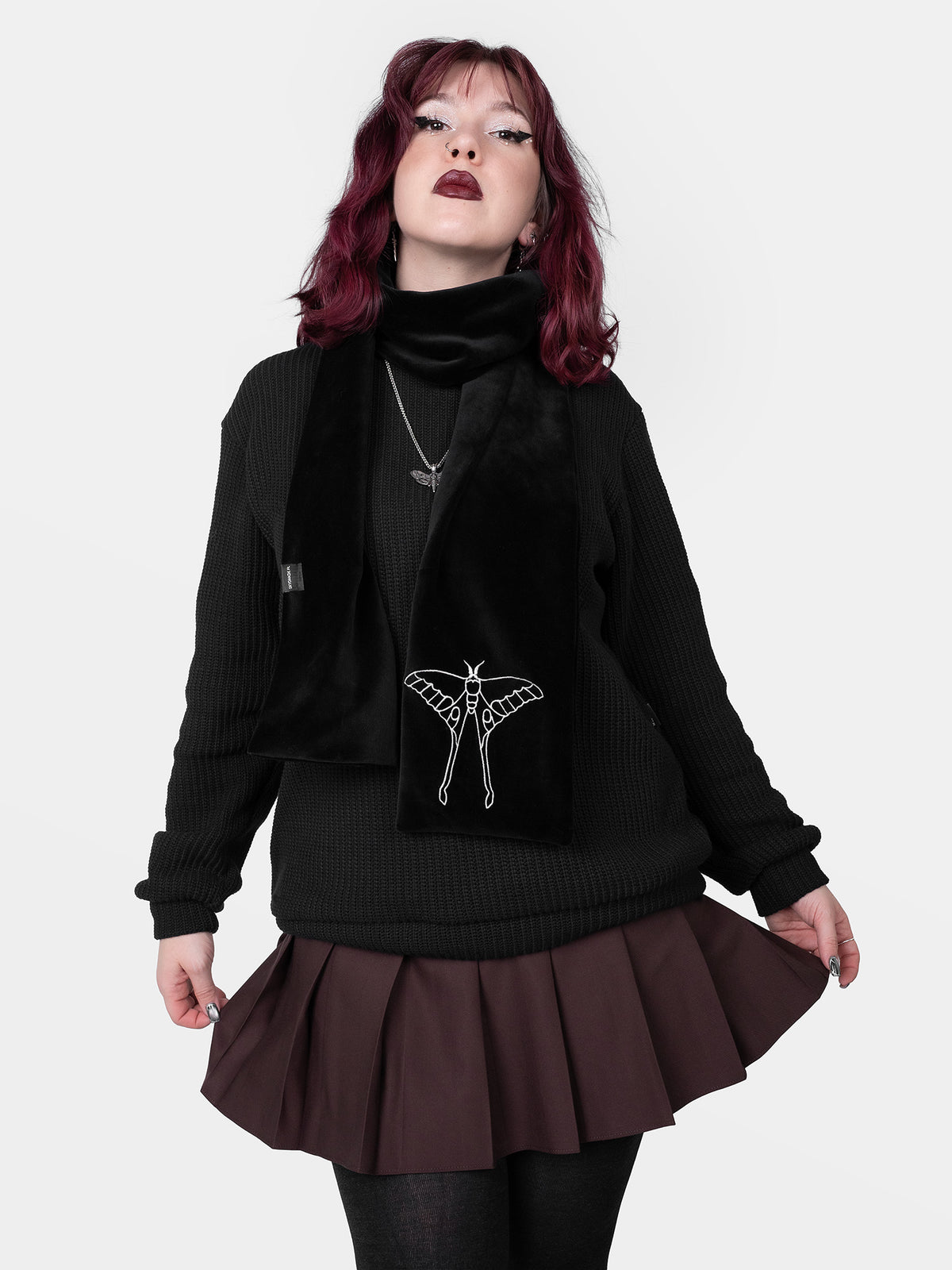 Avelune Embroidered Velvet Scarf 
