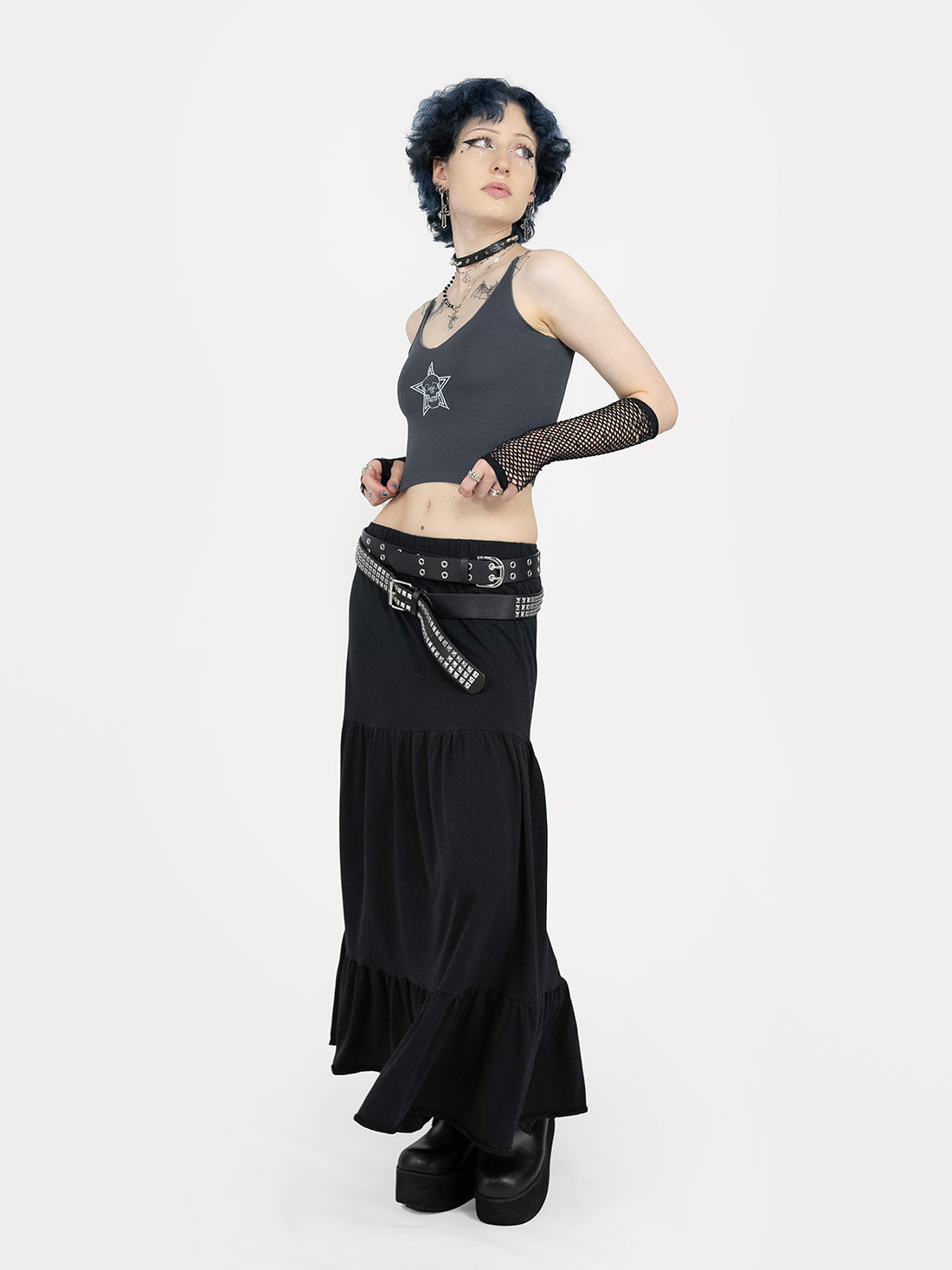 Oblivion Ruffle Midi Skirt