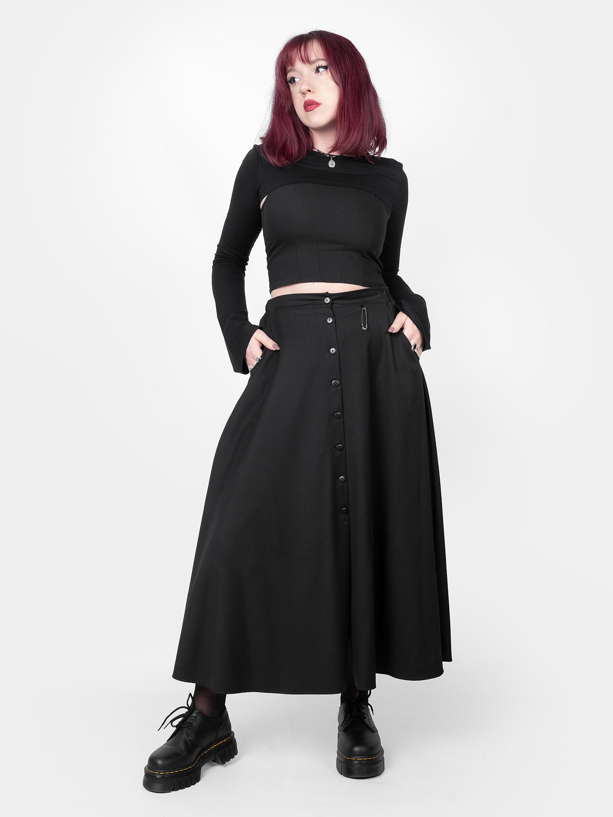 Beatrice Button Maxi Skirt