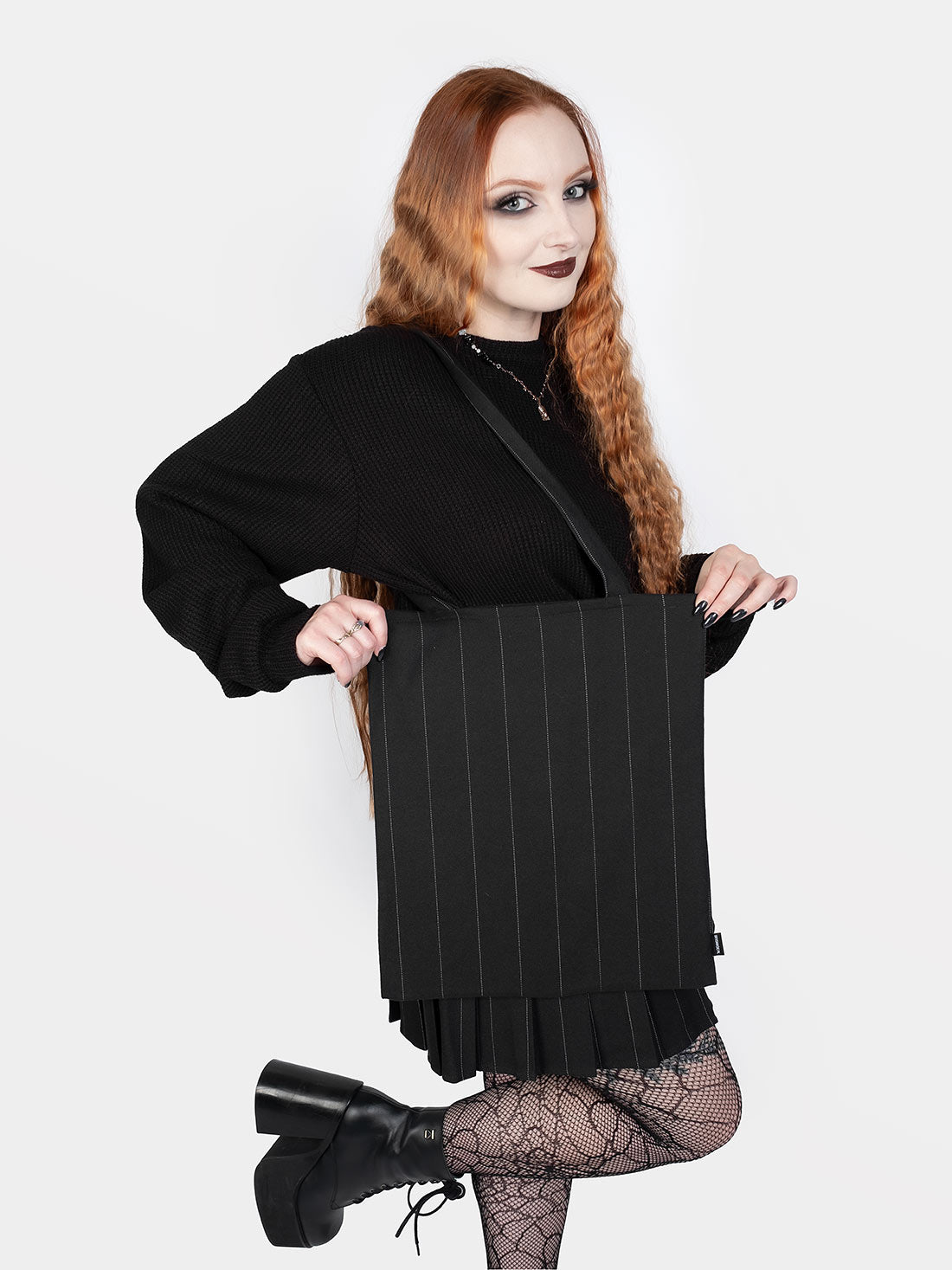 Bag made of leftover striped fabric