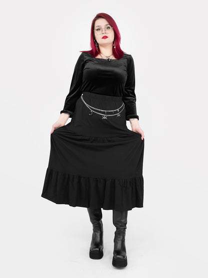 Welurowa bluzka z koronką Morticia