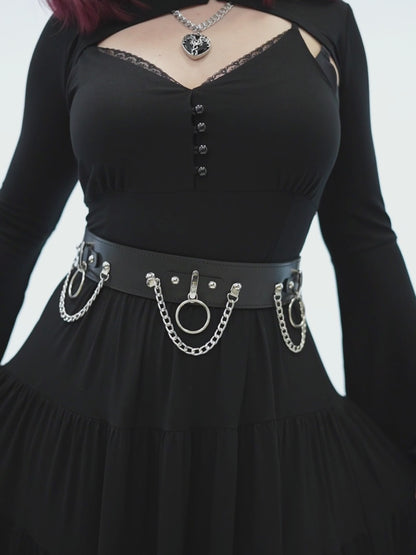 Nightbound Leather Belt With Chains