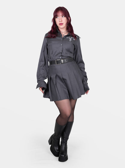 Szara tennis skirt ze szlufkami
