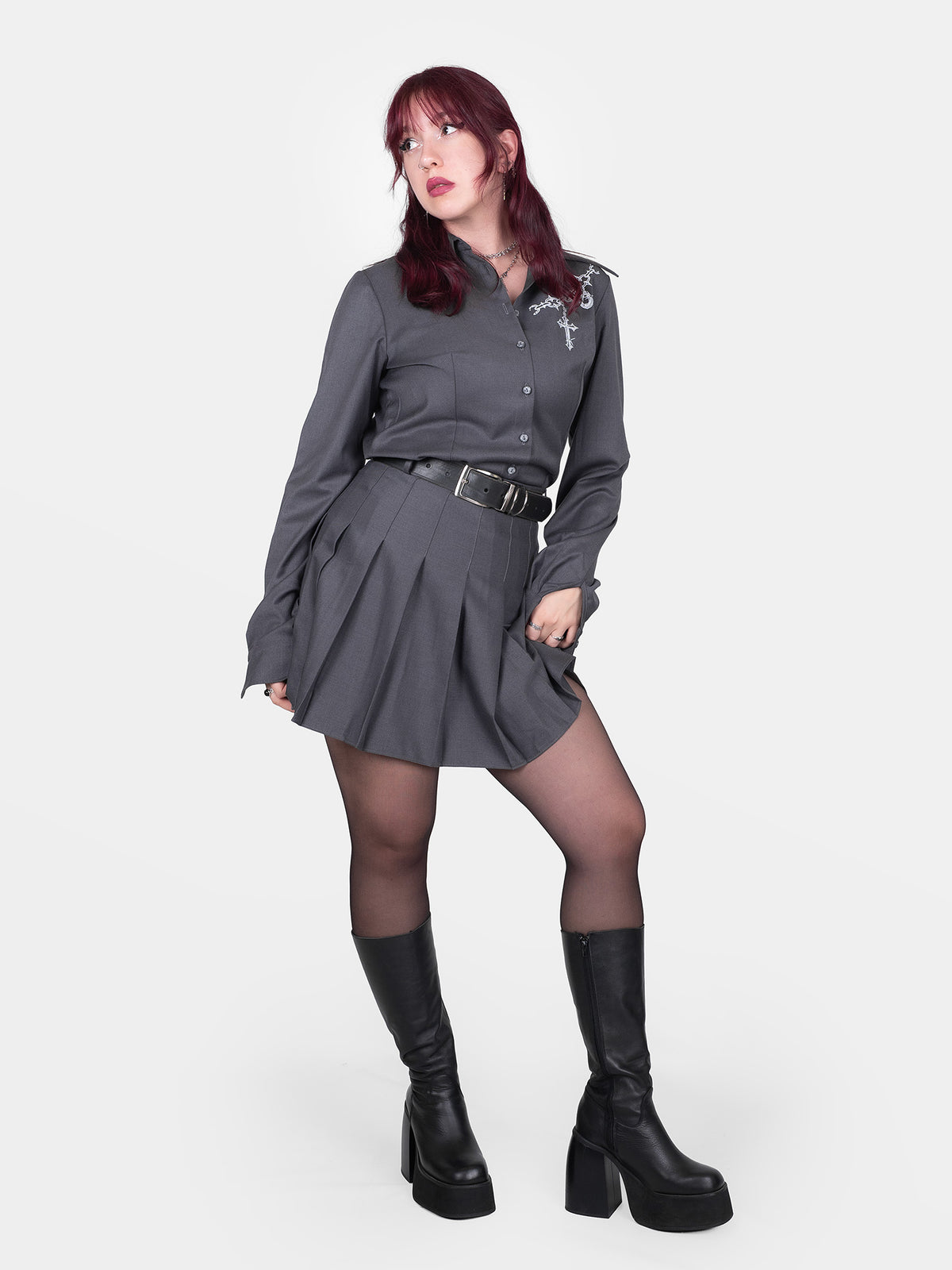 Szara tennis skirt ze szlufkami