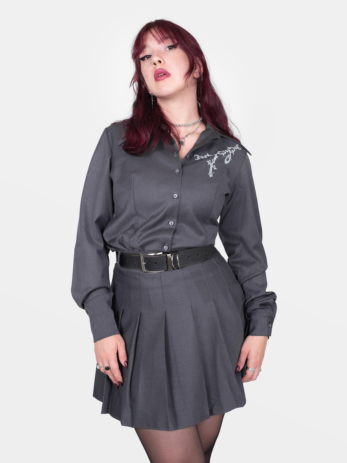 Szara tennis skirt ze szlufkami