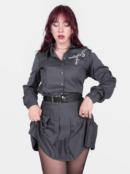 Szara tennis skirt ze szlufkami