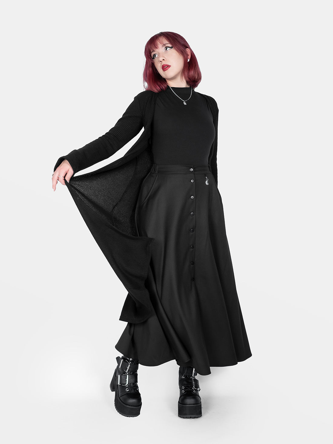 Beatrice Button Maxi Skirt