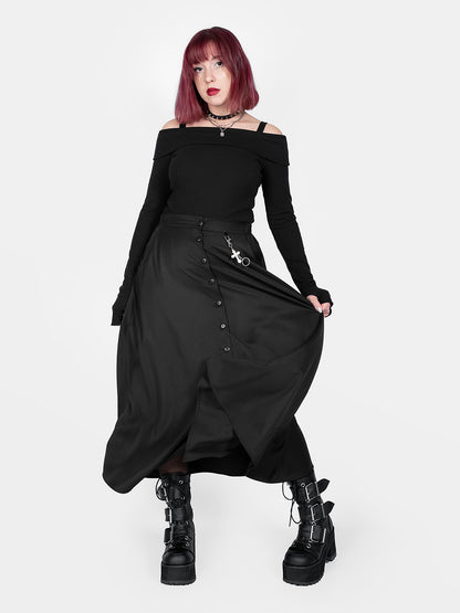 Beatrice Button Maxi Skirt