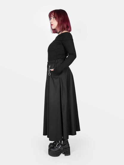 Beatrice Button Maxi Skirt