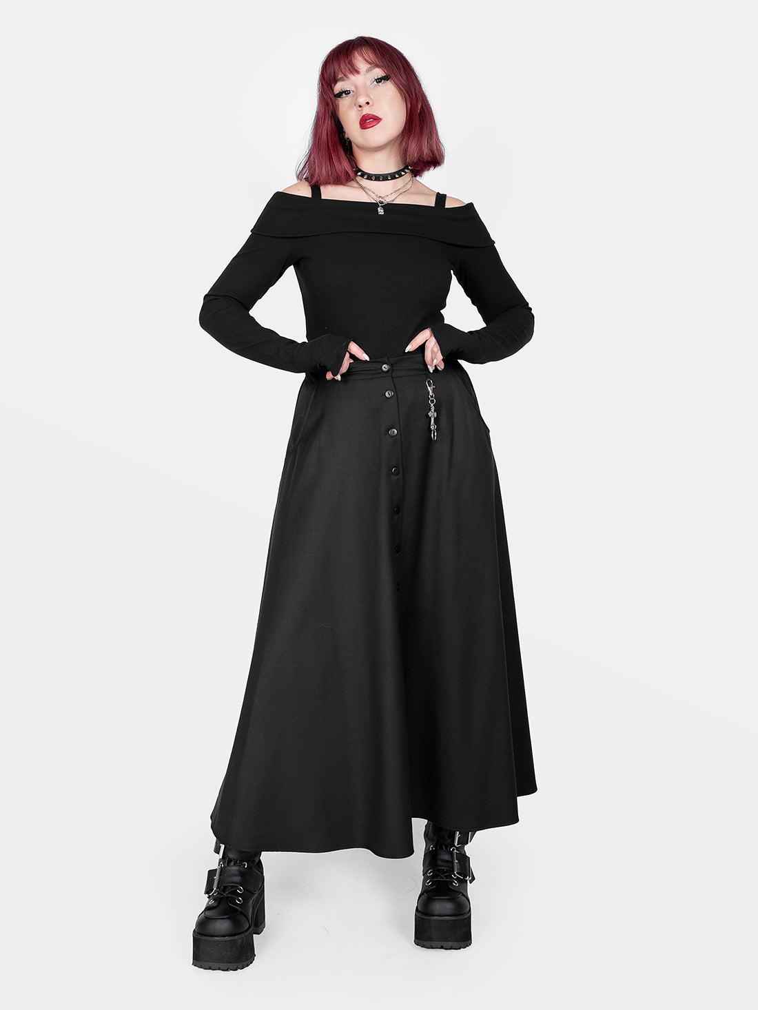 Beatrice Button Maxi Skirt