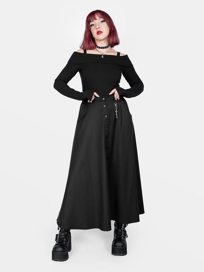 Beatrice Button Maxi Skirt