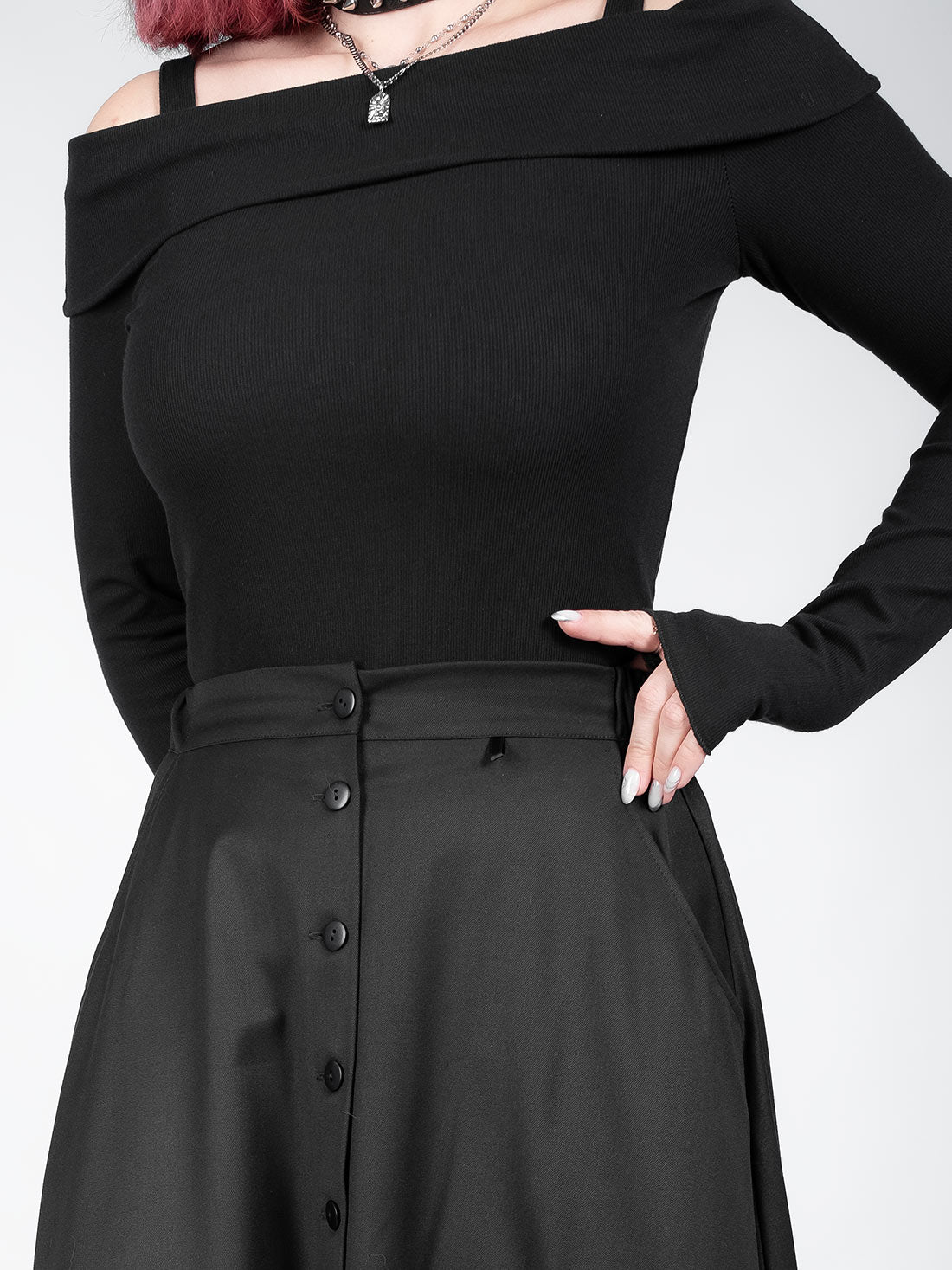 Beatrice Button Maxi Skirt