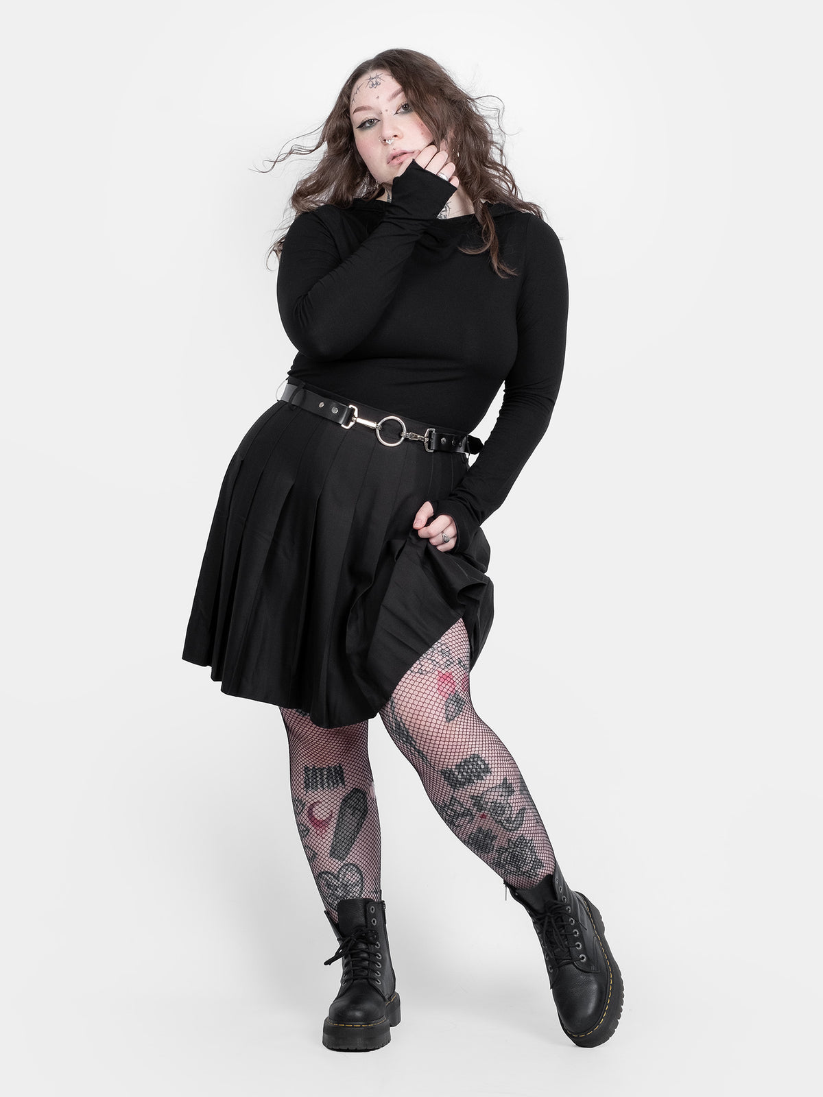 TALL Black tennis skirt with belt loops