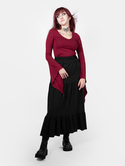 Burgundy Wisteria Bell Sleeve Top