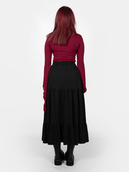 Burgundy Wisteria Bell Sleeve Top