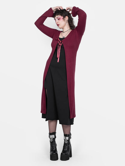 Rhiannon Burgundy Long Cardigan