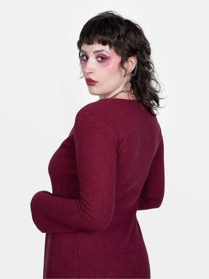 Rhiannon Burgundy Long Cardigan