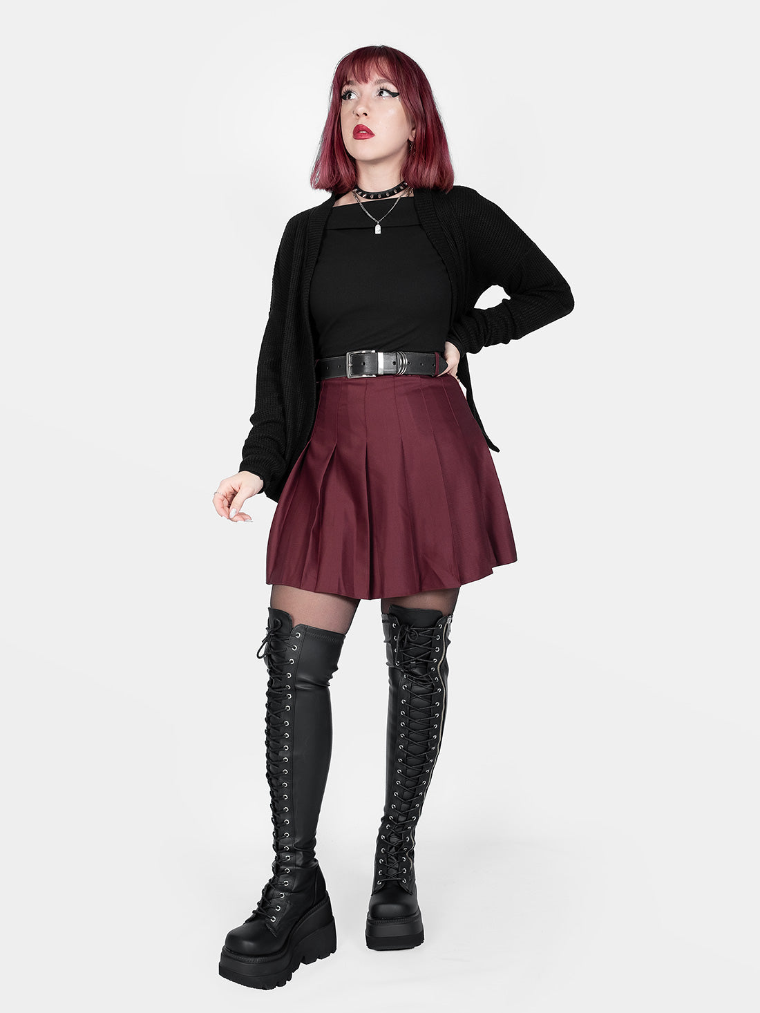 Burgundowa tennis skirt