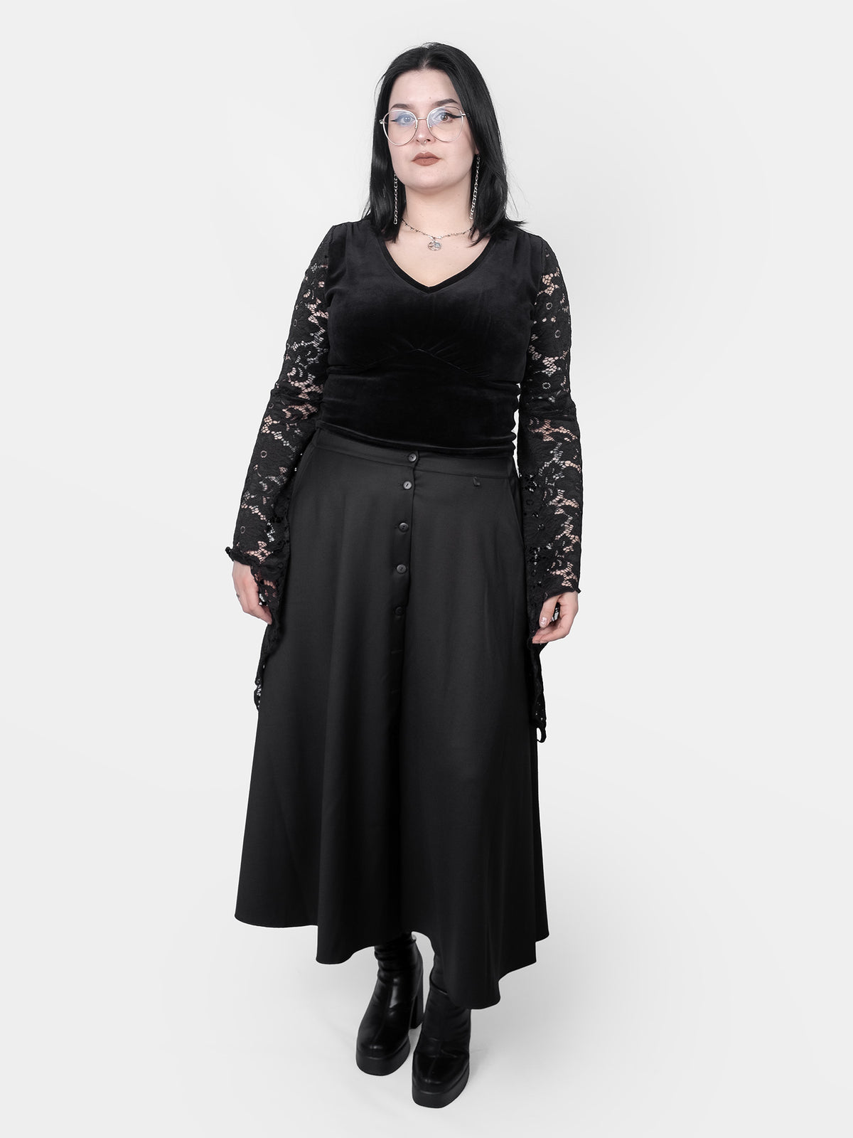 Beatrice Button Maxi Skirt