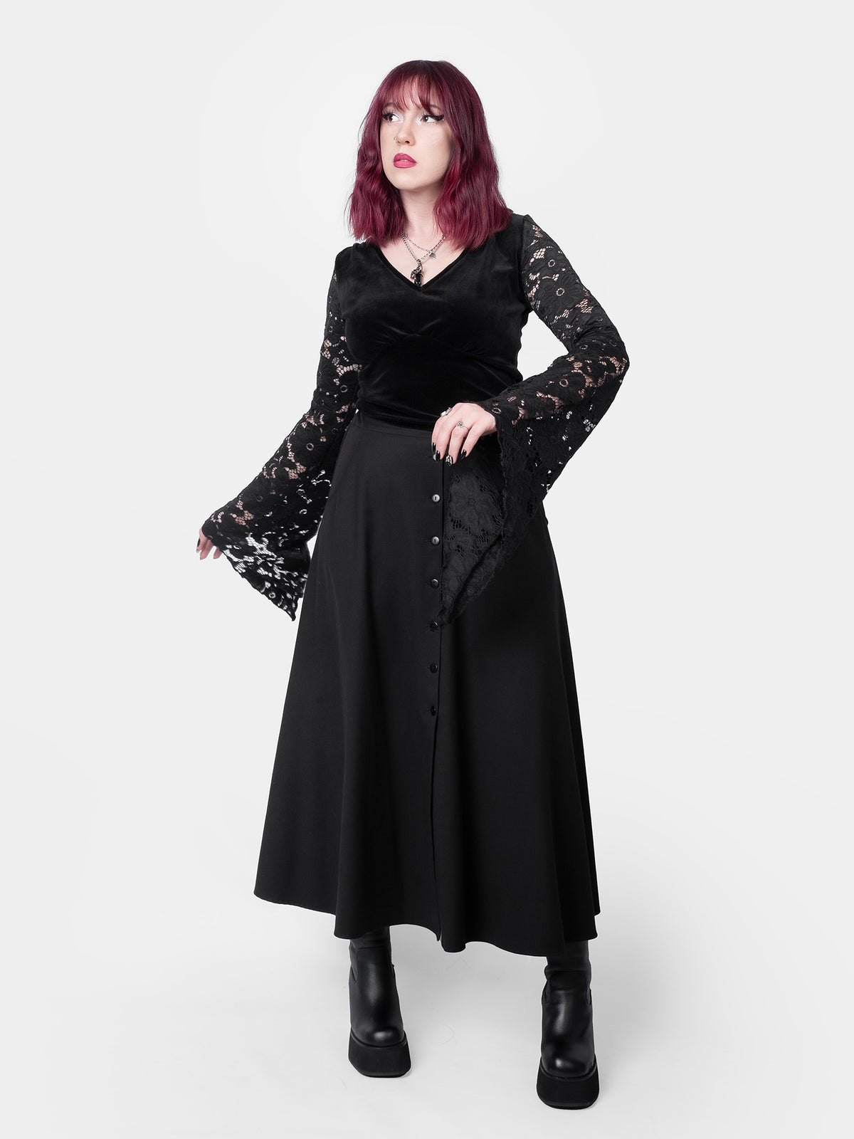 Beatrice Button Maxi Skirt