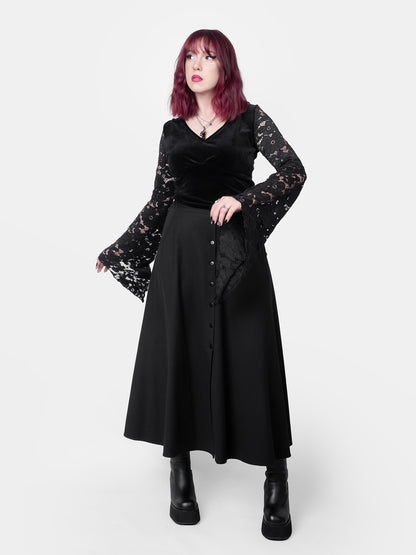 Beatrice Button Maxi Skirt