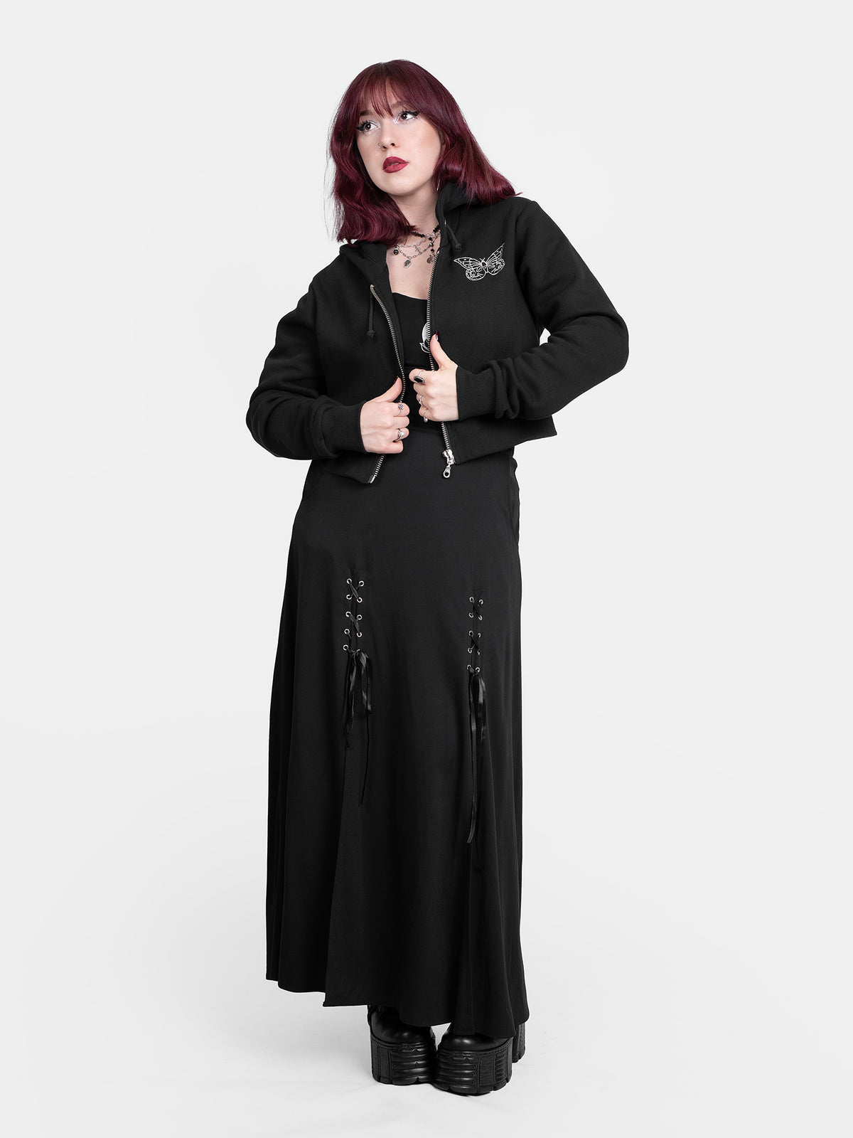 Gloom Embroidered Cropped Hoodie