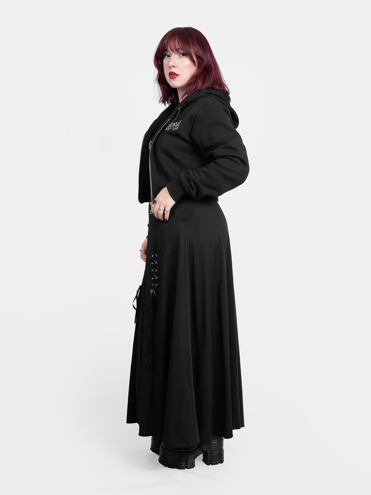 Gloom Embroidered Cropped Hoodie
