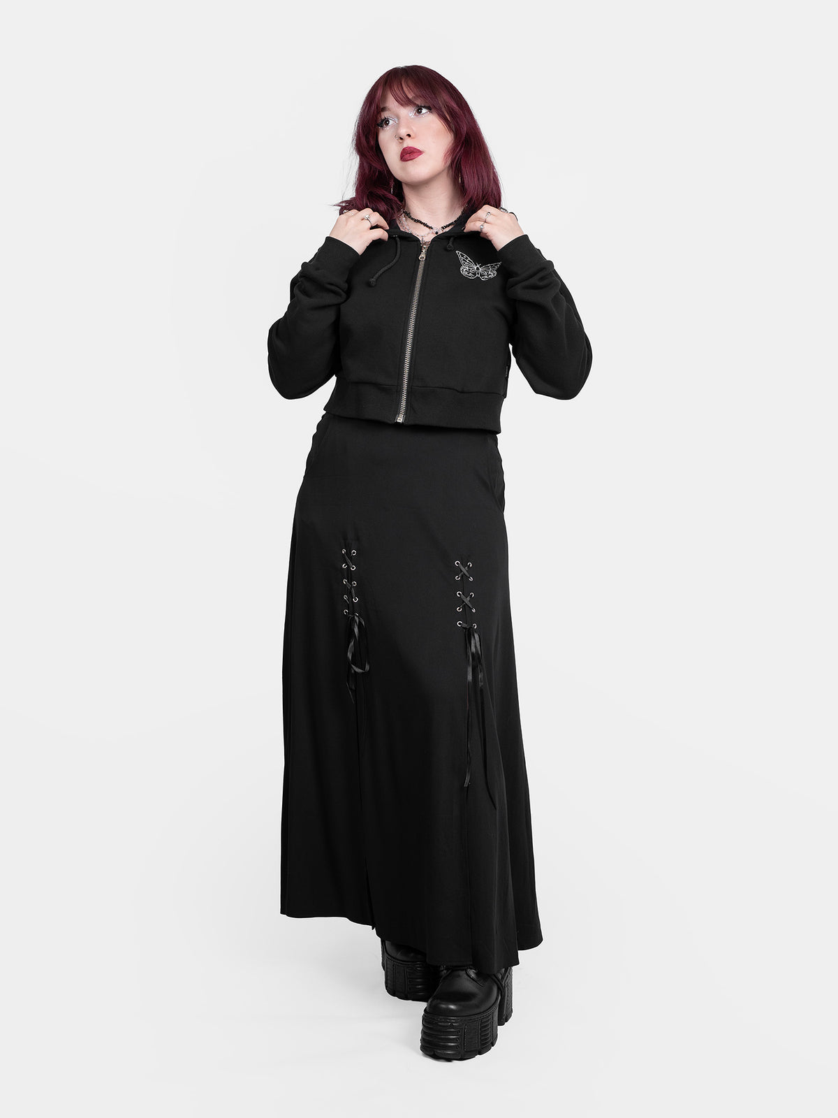 Gloom Embroidered Cropped Hoodie