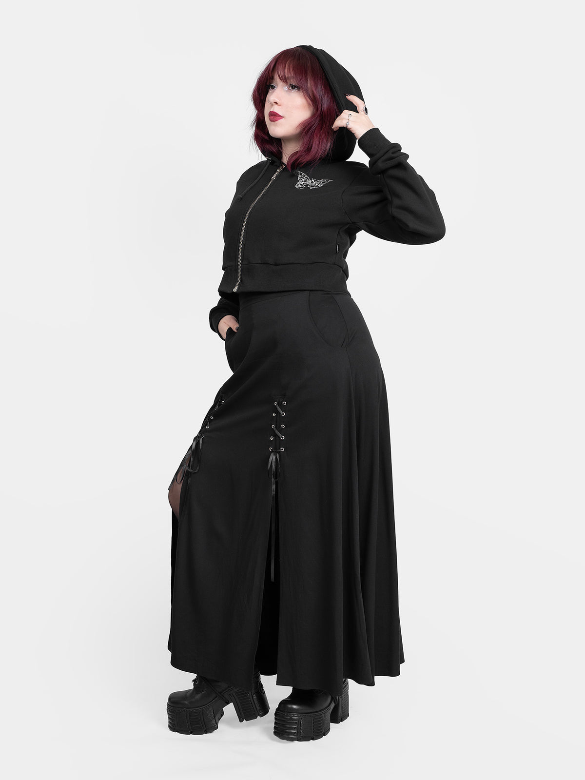 Gloom Embroidered Cropped Hoodie