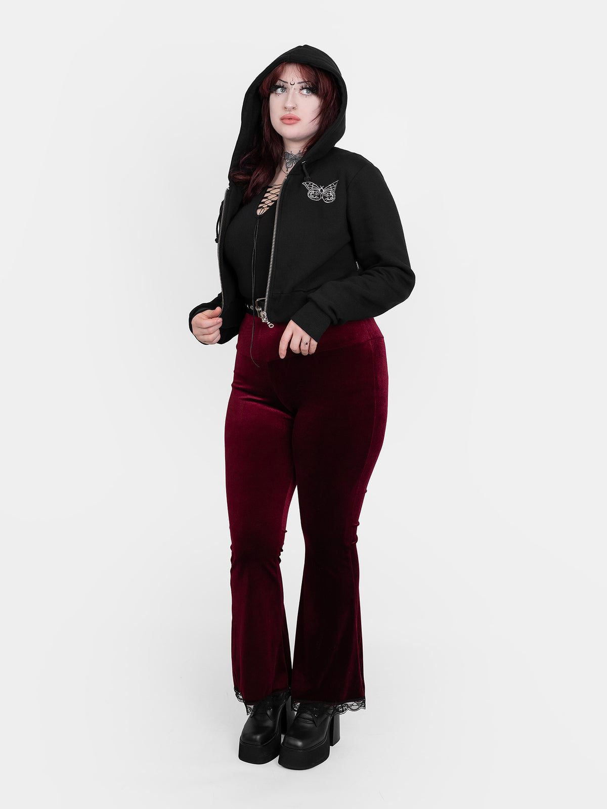 Gloom Embroidered Cropped Hoodie