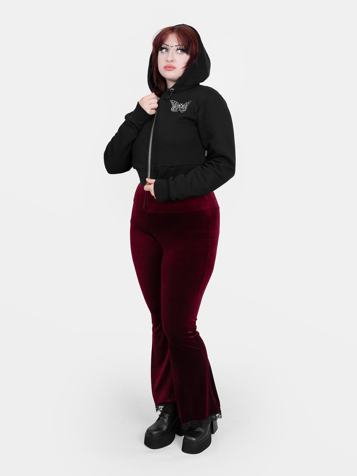 Gloom Embroidered Cropped Hoodie