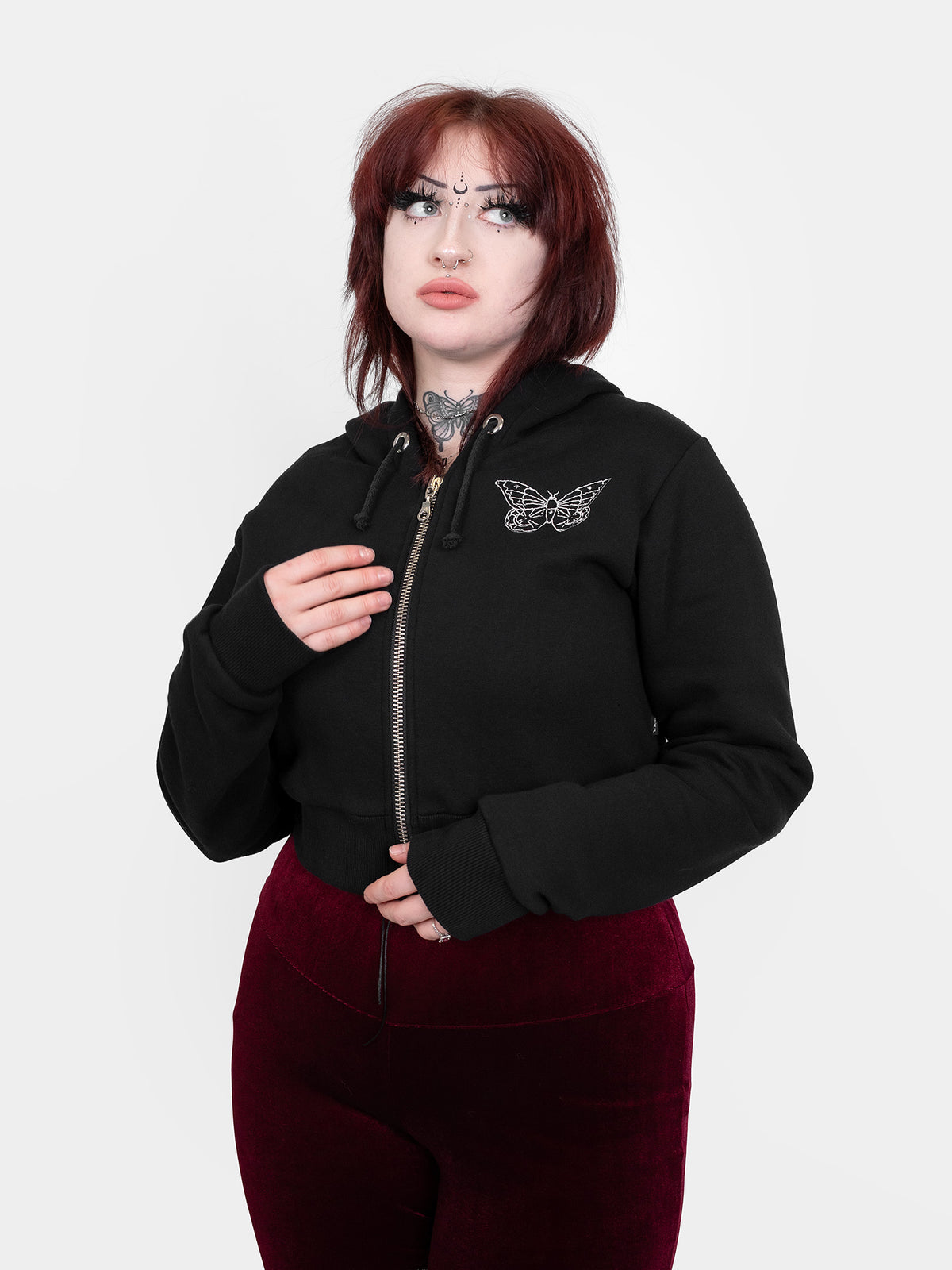 Gloom Embroidered Cropped Hoodie