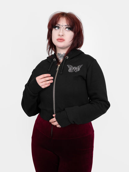 Gloom Embroidered Cropped Hoodie