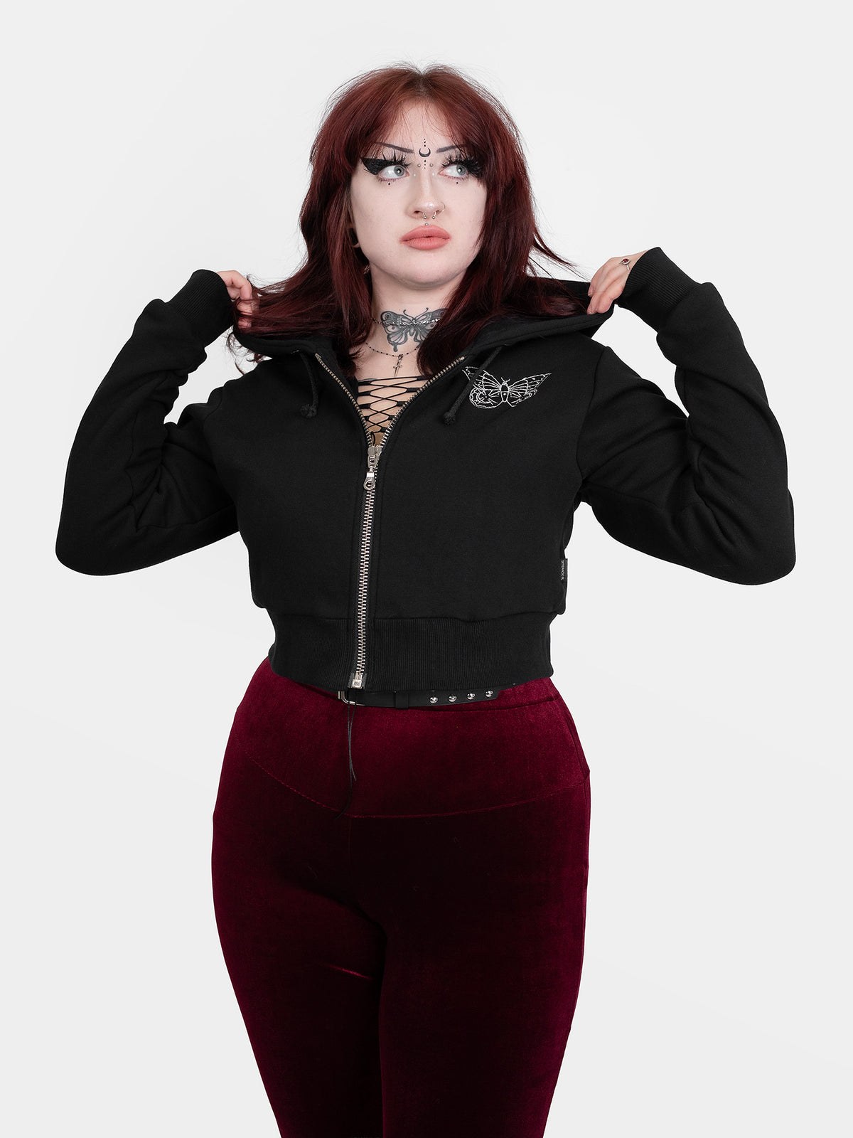 Gloom Embroidered Cropped Hoodie