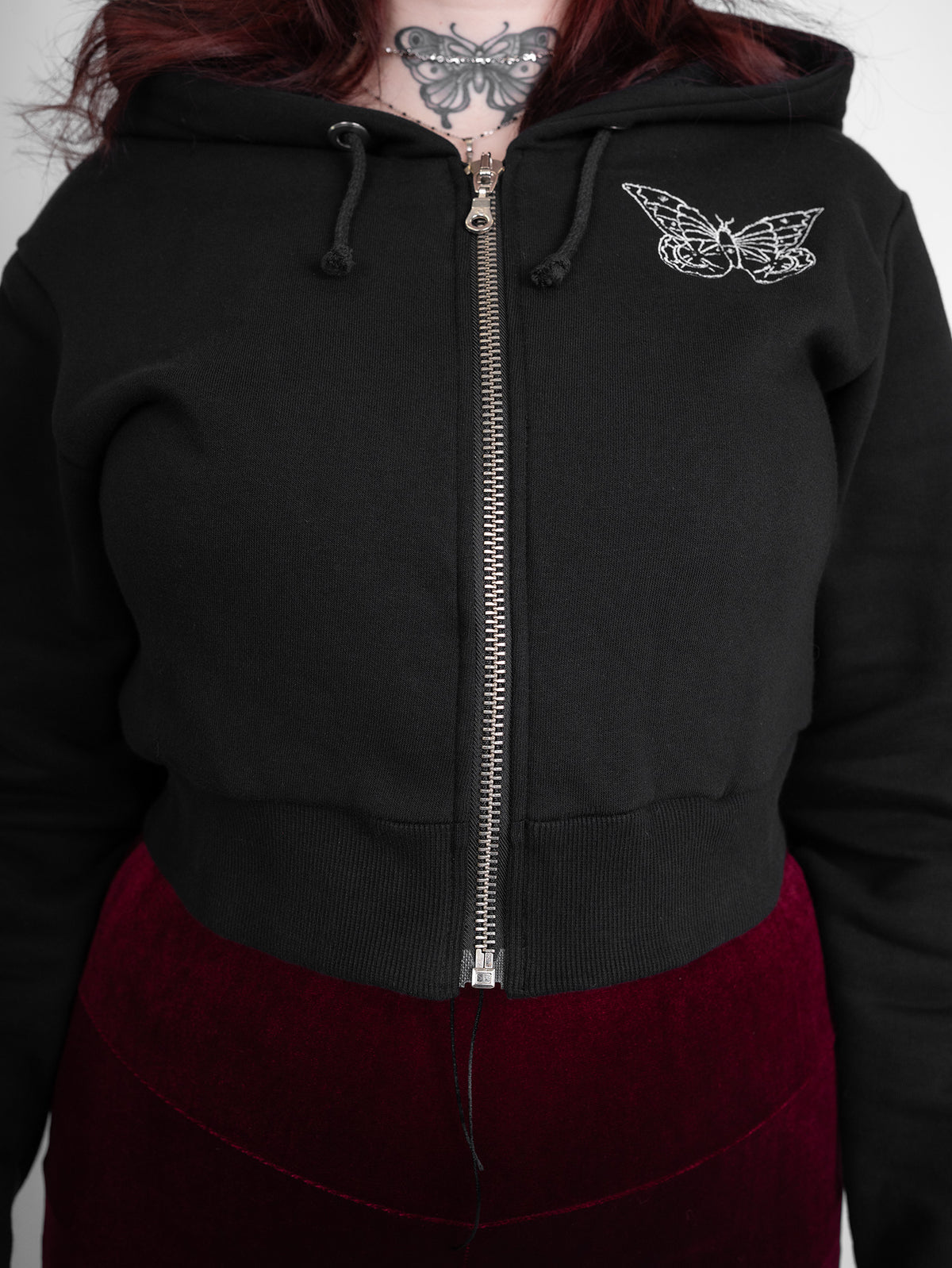 Gloom Embroidered Cropped Hoodie