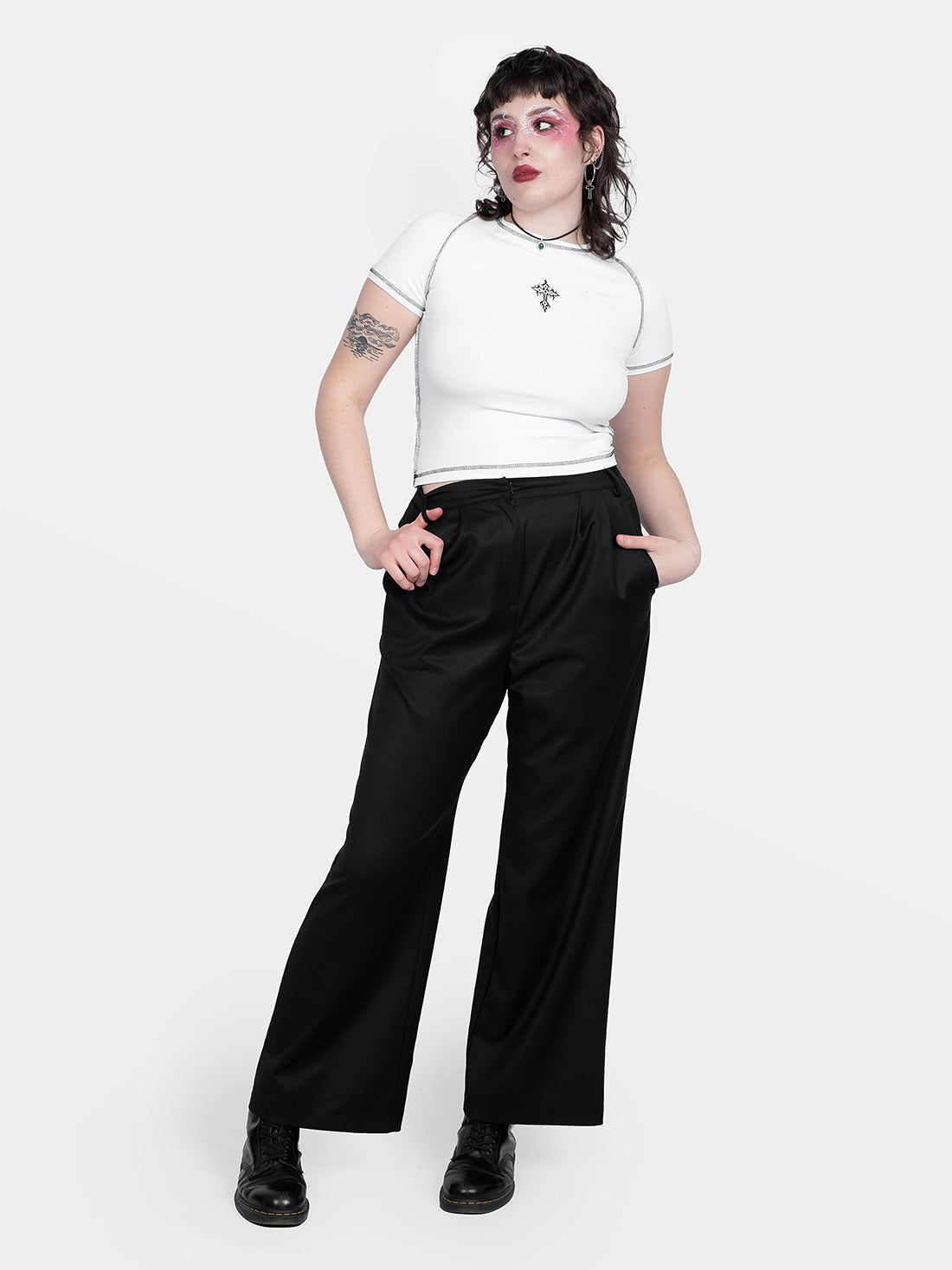 White top with Holy cross embroidery