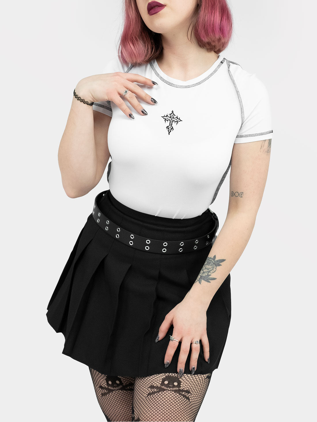 White top with Holy cross embroidery