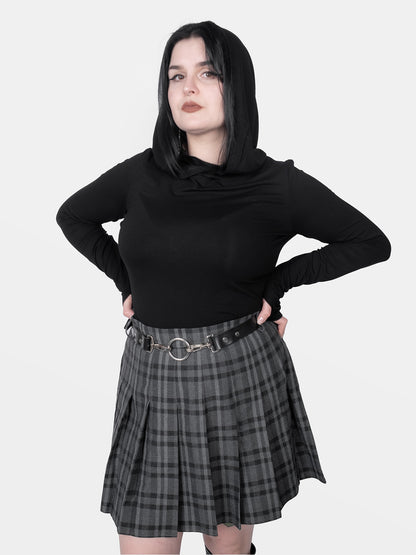 Grey Plaid Flannel Tennis Skirt