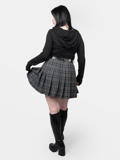 Grey Plaid Flannel Tennis Skirt