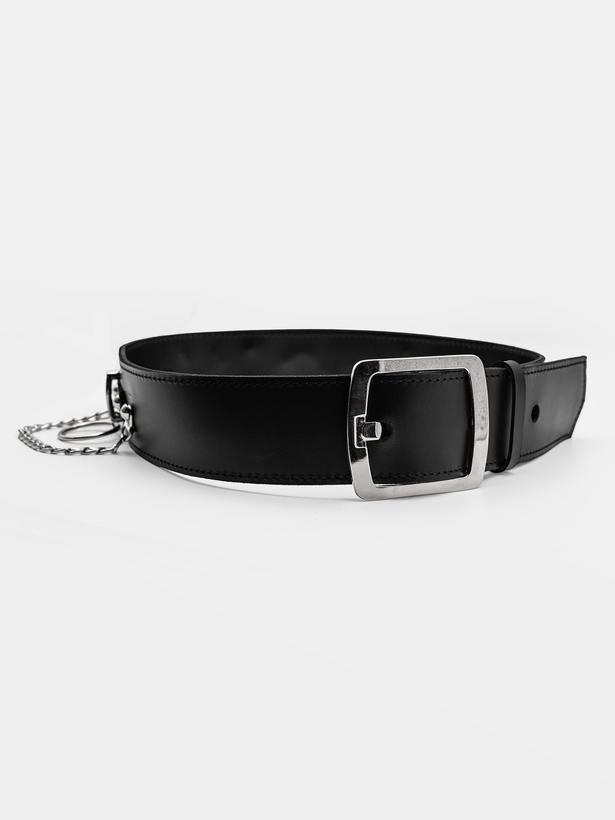 Nightbound Leather Belt With Chains