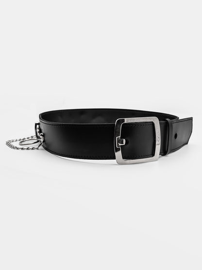 Nightbound Leather Belt With Chains