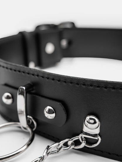 Nightbound Leather Belt With Chains