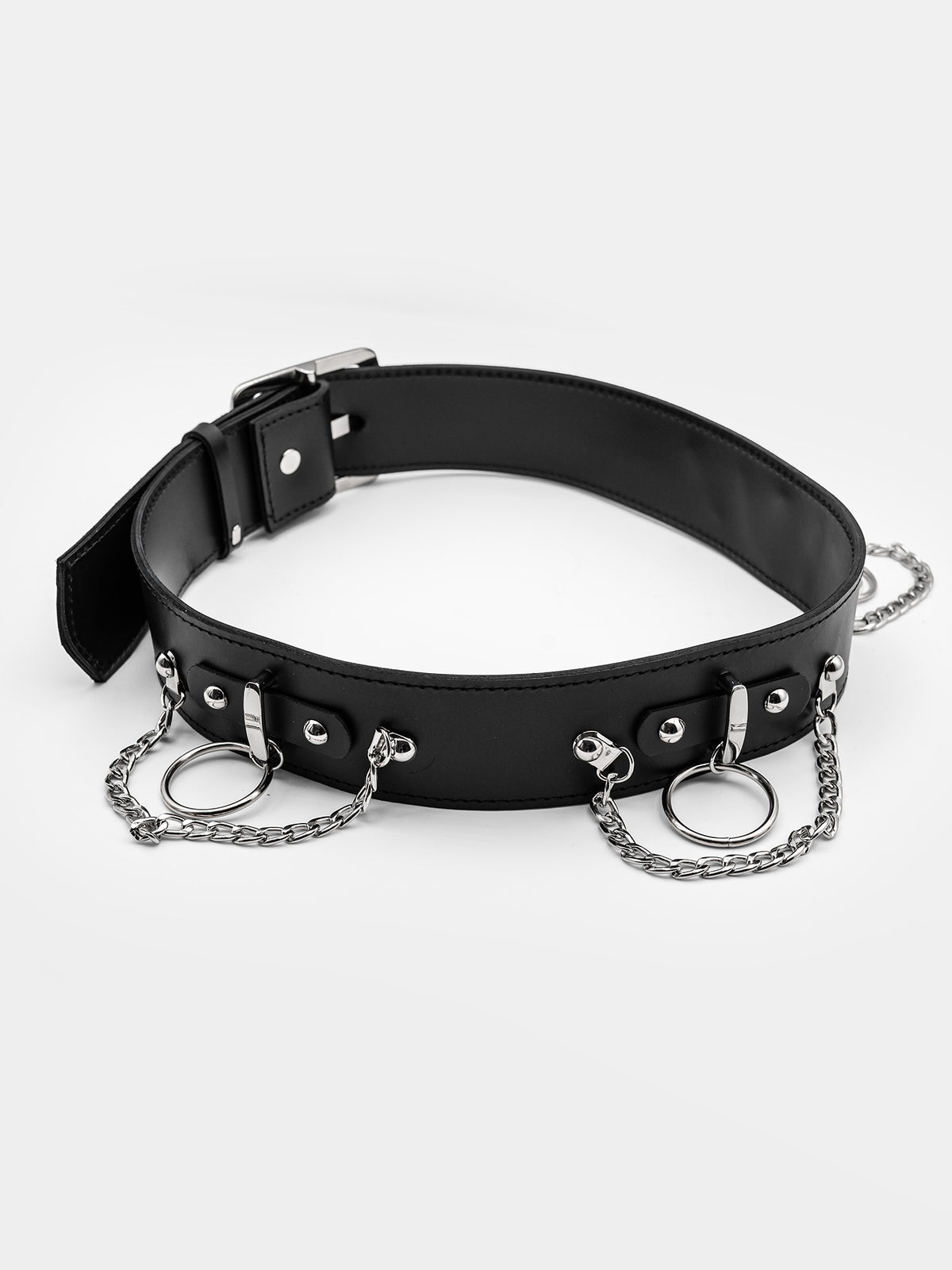 Nightbound Leather Belt With Chains