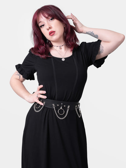 Nightbound Leather Belt With Chains