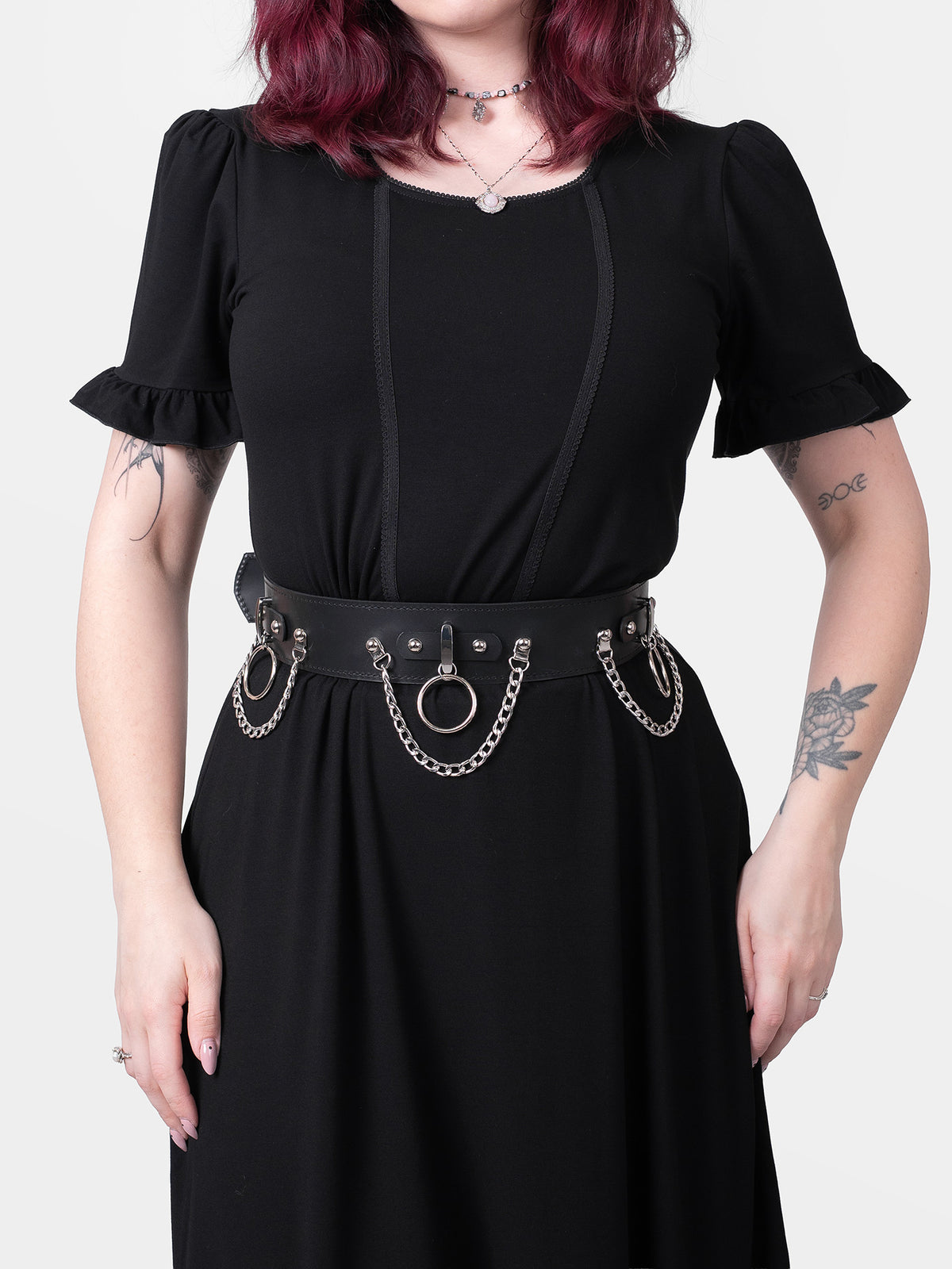 Nightbound Leather Belt With Chains